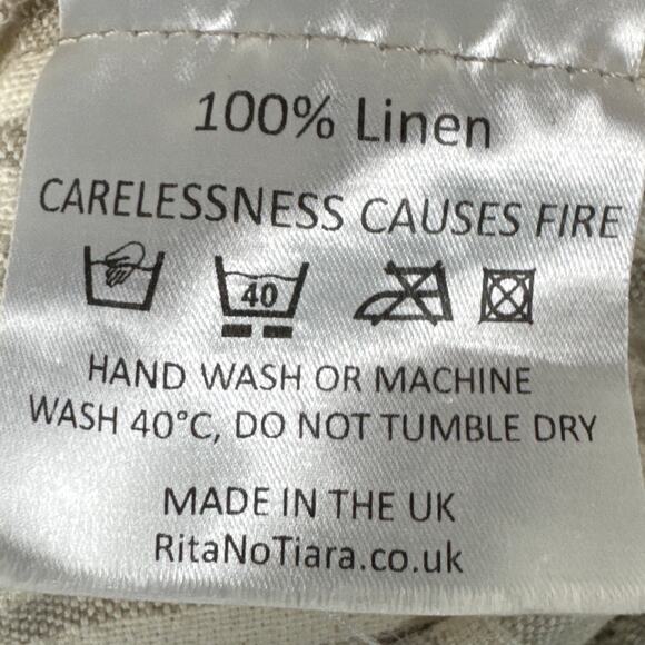 Rita NoTiara Linen Ruffle Blouse Tan White Stripe One SZ  Lagenlook Boho - Picture 10 of 11